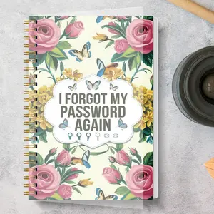 Floral Butterfly Password Journal A5, Dual Coil Spiral Password Book, Account Password Management Notebook, Thick Inner Pages