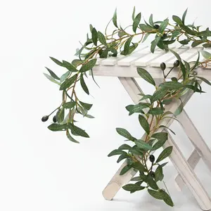 6.25' Olive Artificial Garland, With Berries, Olive Leaves, Flexible, Durable Artificial Garland, Realistic Foliage For Mantel, Staircase, Doorways