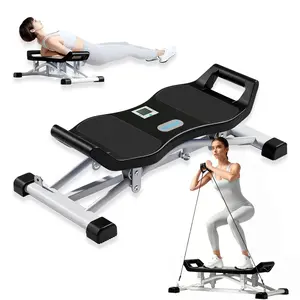 Mini Slide Stepper Machine with Resistance Bands - Hydraulic Portable Glide Stepper with LCD Display