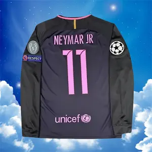 16 17 Away Neymar 11# Retro Long Sleeve Soccer Jerseys