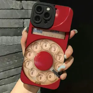 Vintage Telephone Design Phone Case, Full Coverage Lens Phone Protective Cover, Phone Accessories Compatible with iPhone 11 12 13 14 15 16 Pro Max/Pro/Plus