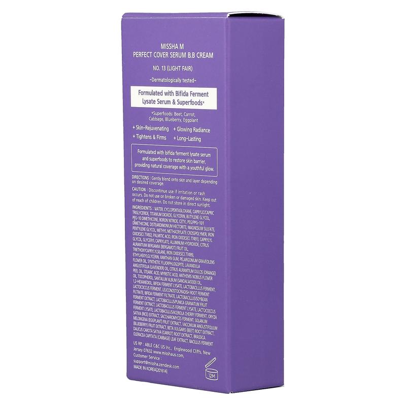 Missha Perfect Cover Serum B.B Cream, No. 13 Light Fair, 1.18 fl oz (35 ml)