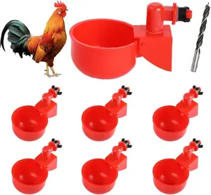 Chicken Water Cups, 6pcs Automatic Chicken Water Feeder, Poultry Waterer Kit Suitable for Chicks, Duck, Goose, Turkey and Bunny, 6-Pack