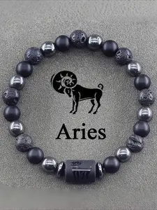 [1pc Zodiac Bracelet] 1pc Natural Stone Bead Zodiac Bracelet | Unisex Couple Bracelet with 12 Astrological Symbols, July Birthstone, Durable Beaded Design, Metallic Finish Beads, Gift for Any Zodiac Sign, Astromlogical Jewelry, for Christmas, Mother’s Day