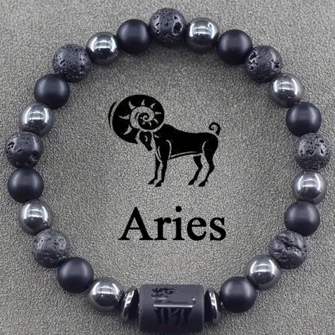 1pc Natural Stone Bead Zodiac Bracelet, Beaded Bracelets, Unisex Couple Bracelet with 12 Astrological Symbols, July Birthstone, Durable Beaded Design, Metallic Finish Beads, Gift for Any Zodiac Sign, Astromlogical Jewelry, Christmas, Mother’s Day