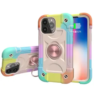 3 in 1 Multifunction Case For iPhone 17 13 16 15 14  Pro Max Plus Ring Car Stand Silicone PC Shockproof Cover