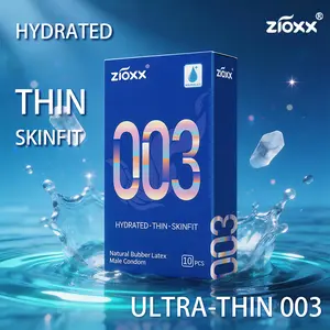 ZIOXX 003 Condoms – Ultra Thin, Hyaluronic Acid Lubricated, SKINFIT, Natural Latex, Odorless, 10 Count
