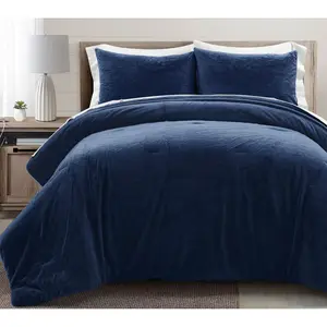 Lush Decor Modern Solid Faux Fur All Season Comforter Queen