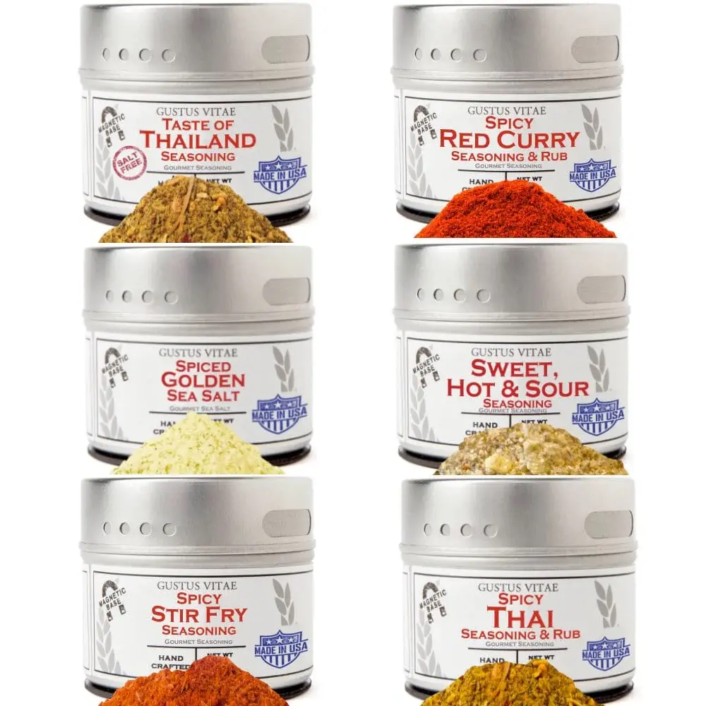 Thai Seasoning Gift Set - Tastes of Thailand - Gift Set of Six Small Batch Artisanal Spice Blends