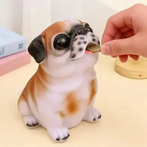 Multi-functional decorative piggy bank. Pet-shaped transfer safe, pug figurine, dog figurine, coin jar, piggy bank Ornaments Ornaments