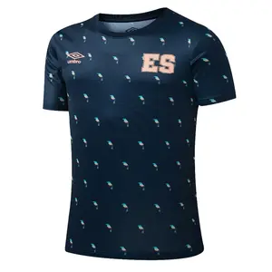 2024 El Salvador Men's 4th Prematch Jersey Navy Blue with ES Logo and Small Pattern Design