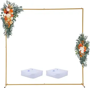 Square Backdrop Stand, 8.2 x 8.2 FT Wedding Arch Backdrop Stand, Metal Balloon Arch Stand with Base, Rectangle Arch for Wedding Birthday Party Baby Shower Ceremony Decor