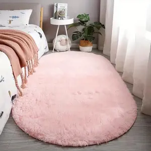 Oval Shaped Rug, 1 Count Soft Fluffy Rug, Non-slip Indoor Mat, Decorative Carpet for Home Living Room Bedroom Bedside, Soft Shaggy Rug