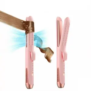 Airflow Curling Iron, 2 in 1 Flat Iron and Curling Iron, Ceramic Flat Iron Hair Straightener and Curler, Anti-Scald Curling Wand, 5 Temp Settings, Multifunctional Styling Tool