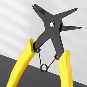 Chromium Vanadium Steel Multifunctional Ring Pliers - Spring-Loaded Removal Tool with Non-Slip Handle for Internal & External Ring Removal spring punch tool drain snake makita