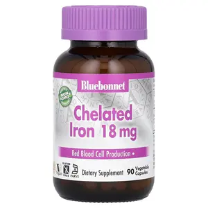 Bluebonnet Nutrition Chelated Iron, 18 mg, 90 Vegetable Capsules