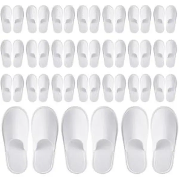 Bulk Pack Disposable House Slippers - 20 Pairs Non-Slip Soft Cotton for Guests US Men's 8.5 Women's 10 for House Hotel Spa Travel Indoor - Personal, Bath
