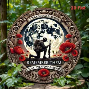 1 piece of commemorative soldier-themed decorative pattern, suitable for home, bar, garage, coffee shop.   Ideal gift for multiple styles.   Round Aluminum Decorative Sign (20 pieces * 8*8inch * 20cm )