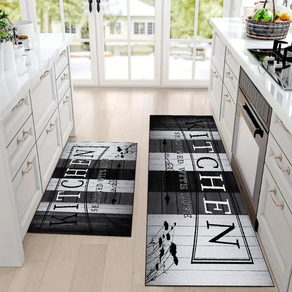 Non-Slip Kitchen Mat Set, Vintage Wood Pattern Farmhouse Design Home Decor Rugs, Vintage Printed Rug, Vintage Runner Rug, Soft Comfortable Rectangular Rug for Kitchen Living Room Bedroom Use, Washable Kitchen Rugs, Vintage Area Rugs, Home Decorative Rug