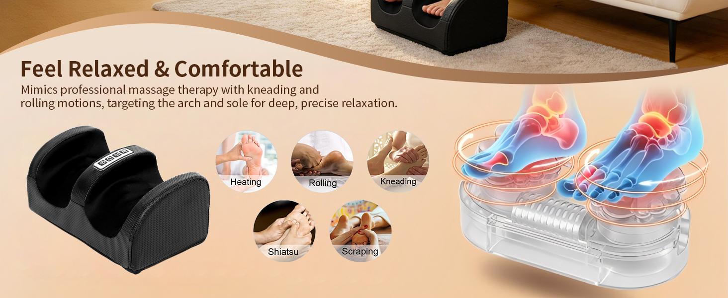 Corded Shiatsu Foot & Calf Massager with Gentle Heat, Deep Tissue Kneading Portable Massage Machine, Relaxation Gift for Mom & Dad summerwins,summerwins