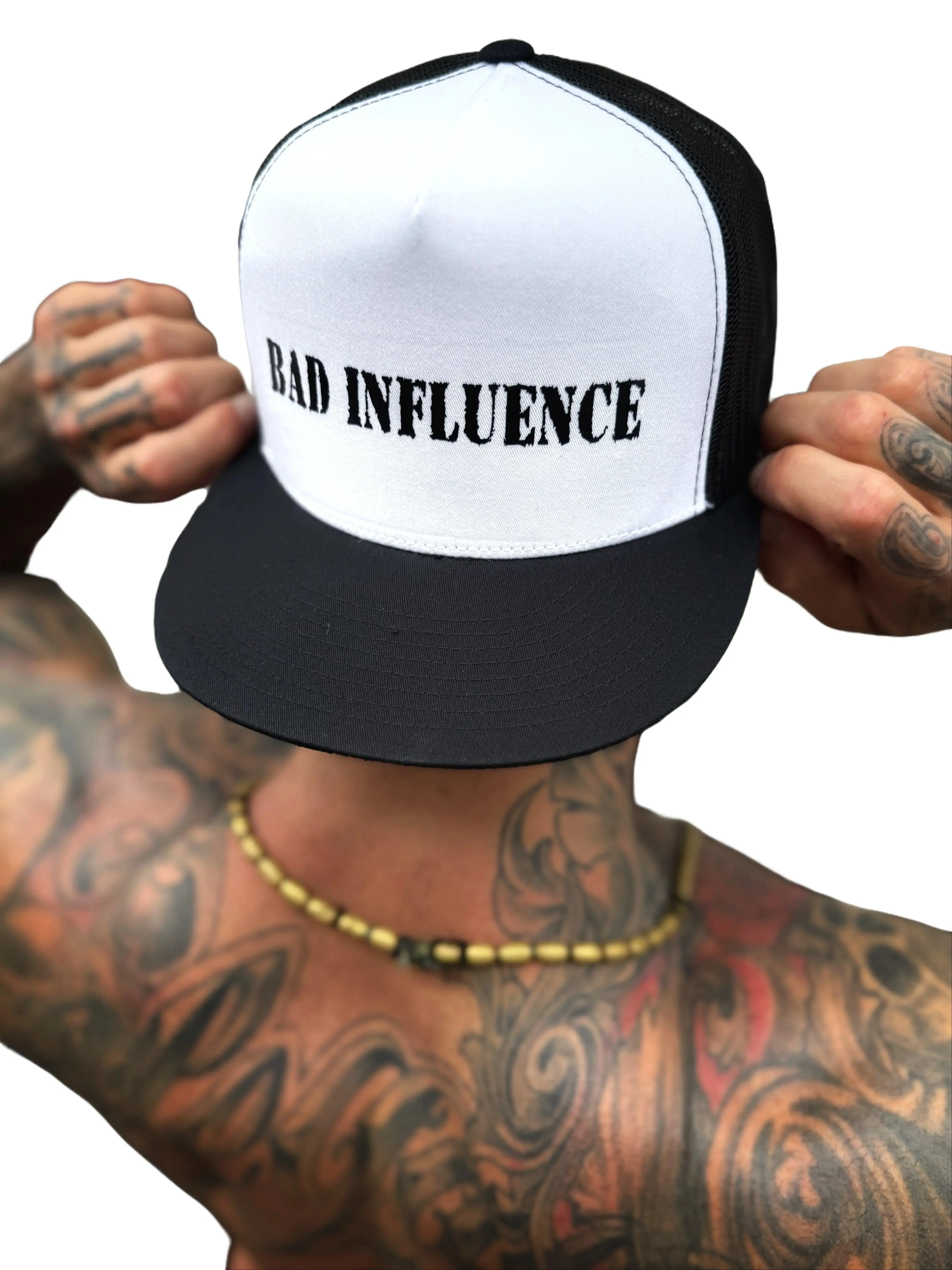 TheDriveClothing Captain Spaulding Curved Bill Black Hat - Snapback Cap with White Print, Mesh Back, One Size Fits All