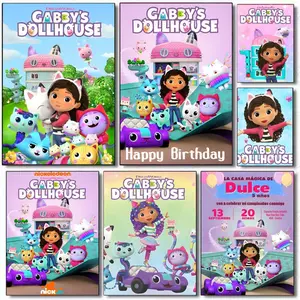 G-Gabbys Cute Dollhouse Poster HD Waterproof Self-Adhesive Art Vibrant Wall Print for Living Room Bedroom Bar Parlor Home Decor Gift Fade-Resistant Easy-Apply Durable Dly Artwork Multiple Sizes, High Definition, Easy to Apply & Clean