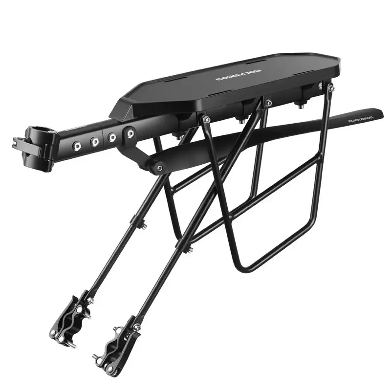 ROCKBROS Bike Cargo Rack, Quick Release Aluminum Alloy External Mount Carrier, Adjustable for 26"-29" Mountain Bikes, 55lbs Load Capacity with Built-in Fender, U-Shaped Bars, Accessories For Bicycle, Aluminum Alloy Supports