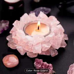 Natural Crystal Decor Unique Handcrafted Natural Raw Crystal Candle Holder