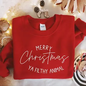 Merry Christmas Ya Filthy Animal Sweatshirt, Funny Christmas Shirt, Cute Winter Sweater, Holiday Sweaters, Merry Christmas Crewneck, Print Tee