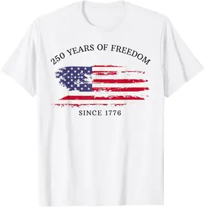 4th of July T-Shirt 250 Years of Freedom 1776 2026 July 4th 250th Birthday T-Shirt