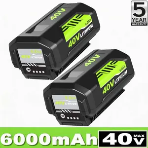 2/1 Pack 6.0Ah Replacement for Ryobi 40V Battery Compatible with Ryobi 40 Volt Lithium Battery OP4050 OP4060 OP4040 OP4020