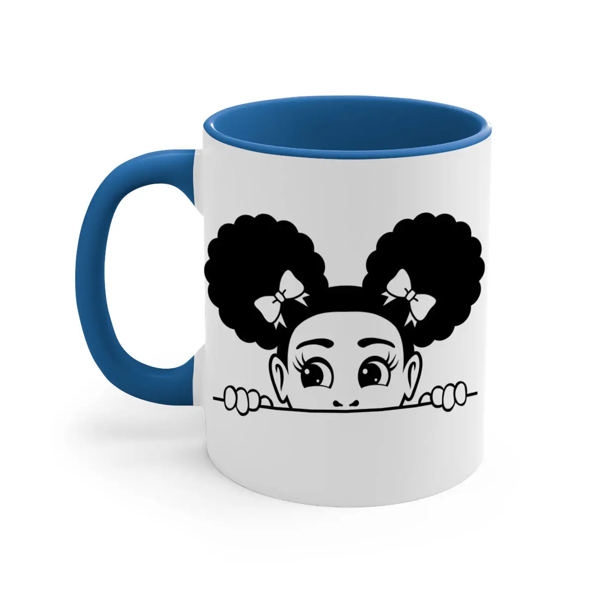 afro puffs girl peekaboo 80#- Black women - Girls-Mug / Coffee Cup Ceramic Drinkware