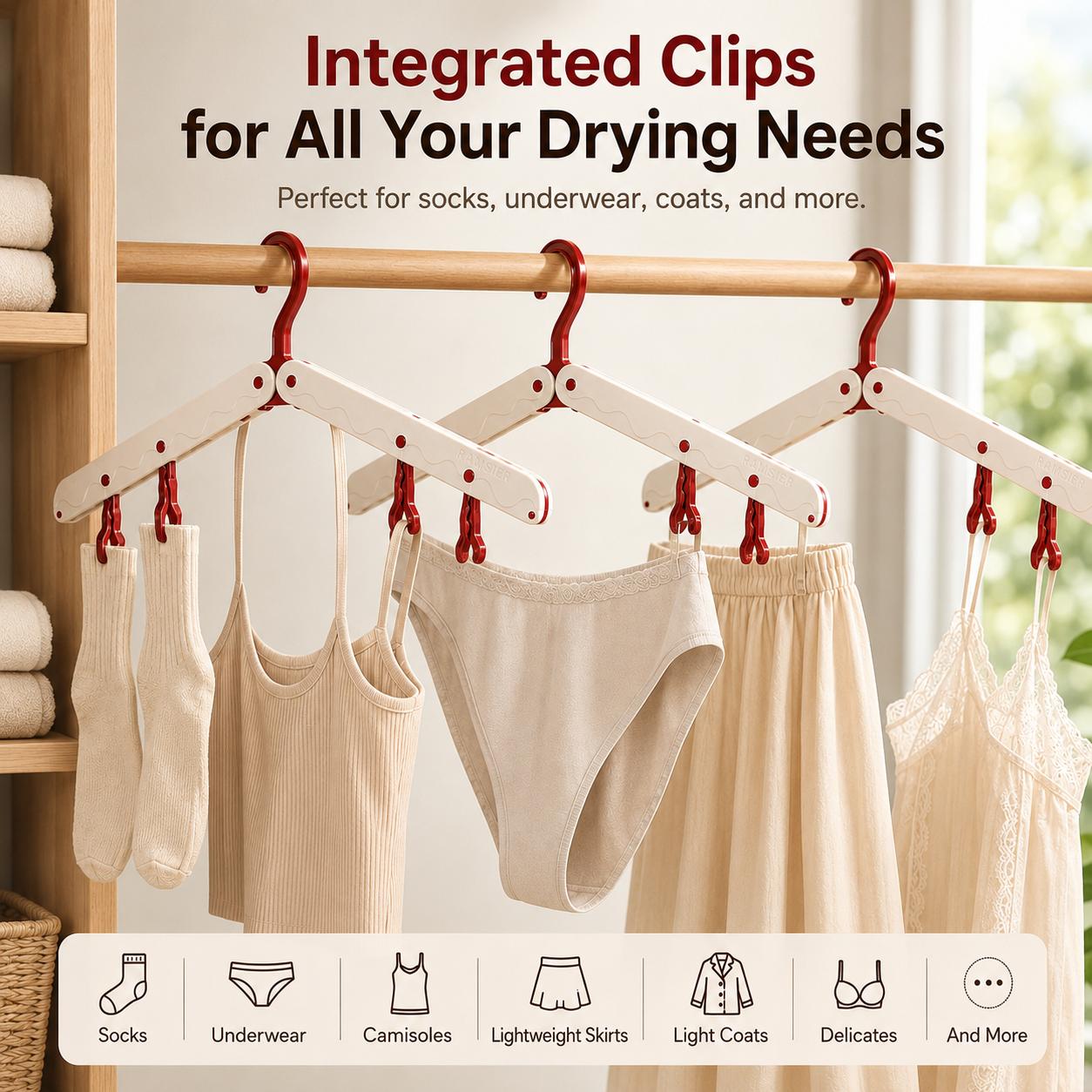 3 PCS Foldable Travel Hanging Hangers - Folds Flat, Travel Packs Space Saver, Non-Mark Non-Scratch Wrinkle-Free Garment Holder, Home Organizer, Small Closet Declutter Tool, Minimalist Decluttering