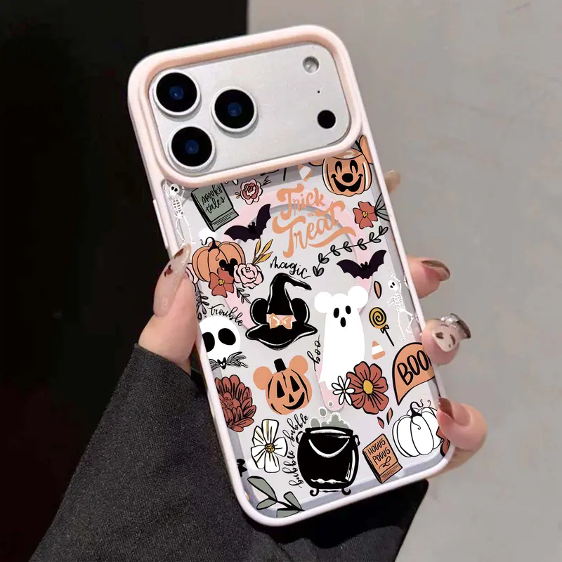 Sweet Spooky Halloween Phone Case With MagSafe Compatible | Trick or Treat Witch Pumpkin Pattern Clear Cover for iPhone 12-17 Pro Max & Galaxy S23-S26 Ultra Plus HL