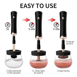 Makeup Brush Cleaner and Dryer Machine, Super-Fast Electric Brush Cleaner Machine with 8 Size Rubber Collars, Automatic Brush Cleaner Spinner Makeup Brush Tools