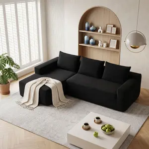 L-shaped modern chenille sofa combination, free to build living room and bedroom multi-purpose (with side lying position), , modern style with chaise longue boneless elegante cloud couches