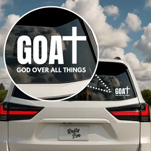 God Over All Things (GOAT) - Christian Car Decal Sticker 4x6 Inches Premium Vinyl Vehicle Exterior Decoration USA Made Faith Hope Love Truck Accessories