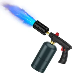 Adjustable Flame Propane Torch Gun - Handheld Head with Safety Lock & Wide Nozzle | Multi-Use Food Culinary Torch for BBQ, Grill, Sous Vide, Campfire & Charcoal Lighting (No Propane Tank