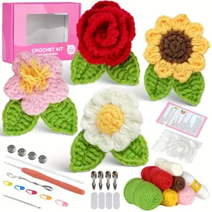 Fashion Creative Spring Summer Flower Decoration Crochet Kit, Beginner Friendly, Includes Video Tutorial, Perfect DIY Gift
