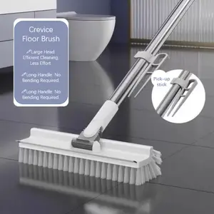 4-in-1 Multi-functional Gap Floor Brush | Scraping, Sweeping, and Scrubbing in One | Detachable Long-Handle Cleaning Tool | Kitchen and Bathroom Tile Cleaning Tool