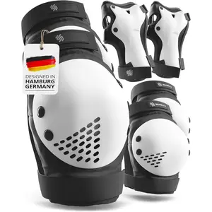 Skateboard Pads Protective Gear Set for  and Adults - Smash - Roller Skate Pads [6pc] with Wrist Guards - Skating Protective Gear - Roller Derby