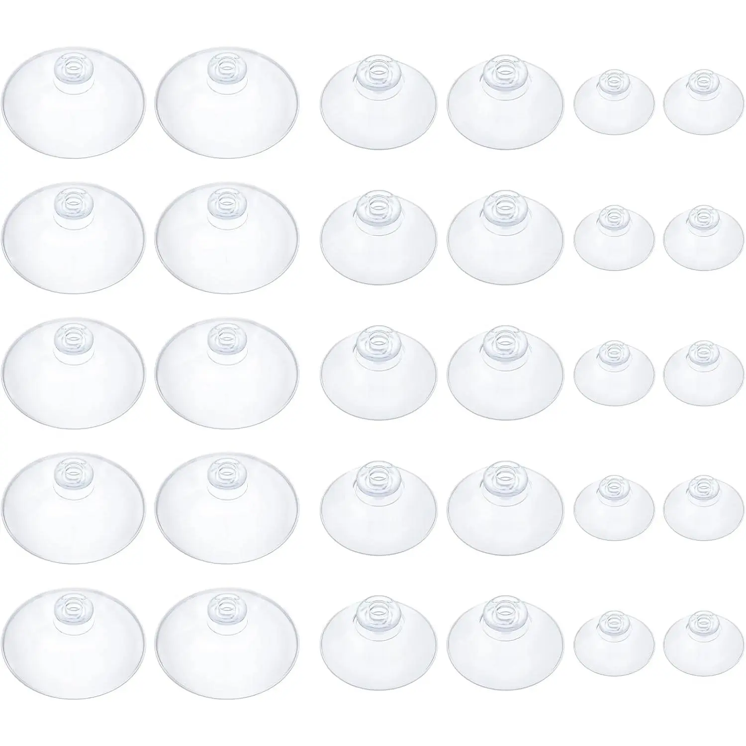 30-Pack Multi-Sizes Transparent Rubber Suction Cup Holders (1.2/1.8/2.2 in, 3 lb Capacity) for Glass, Home Organization, Christmas Decoration - Phone & Electronics Accessory