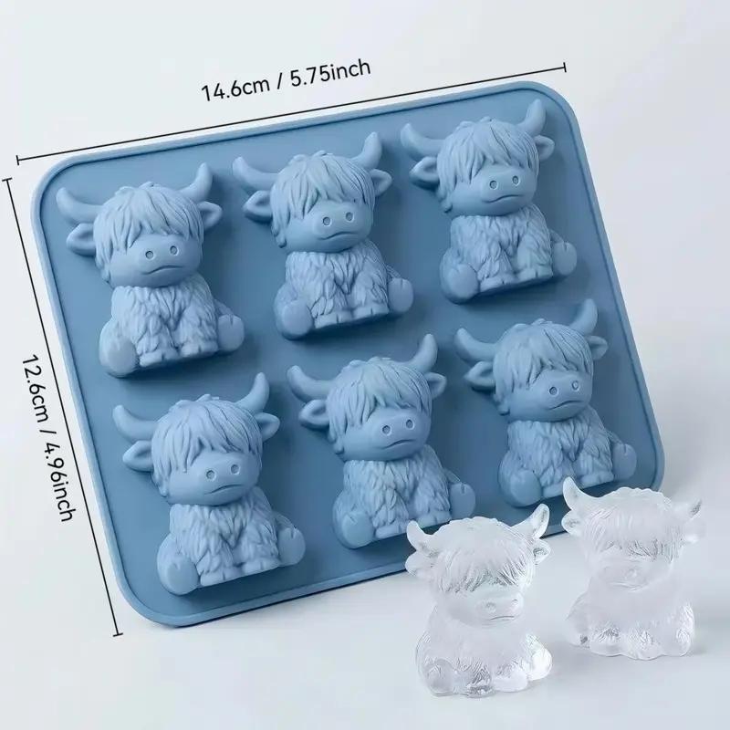 Highland Cow Model Quick Freeze Silicone Ice Tray, Easy Use Durable Plastic Mold, Perfect Shape Ice Cubes for Juice, Ice Bucket, Cylinder Cup, Home Bar Accessories