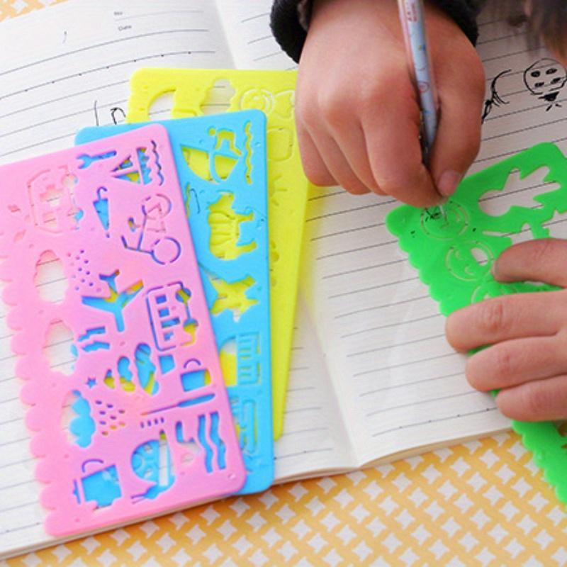 4 Cartoon Drawing Template Rulers for Students, School Supplies for Artistic Hand Drawing, Creative Art Tools for Kids