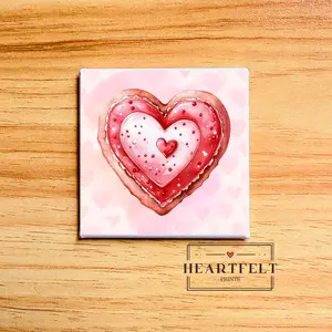 Watercolor Heart Cookie Magnet