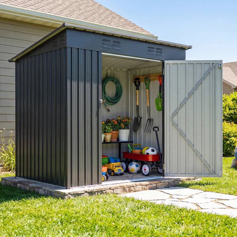 Yitahome 5 x 3 ft/7 x 5 ft/10 x 8 ft Large Metal Outdoor Storage Shed, Heavy Duty Tool Storage Sheds for Backyard Patio Lawn - Ideal for Bicycles, Garden Tools, and Lawn Equipment, Easy-to-Assemble