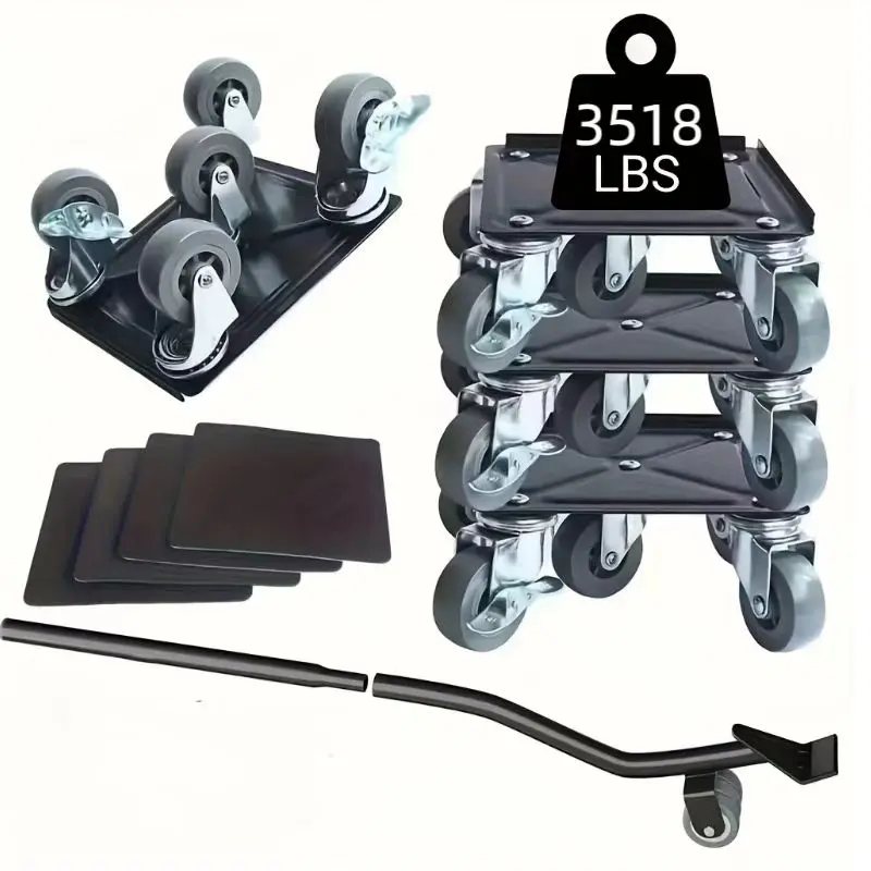 Upgraded large five-wheel furniture moving mover, heavy-duty furniture pusher with a maximum load capacity of 3,518 pounds, 5 360° rotating wheels, carbon steel panel, furniture lifting slider, tool set, sofa, refrigerator