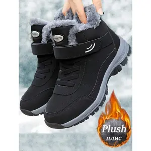 1 Pair Plus Size Women's Warm Snow Boots, 2025 Winter New High-Top Short Tube Boots, Middle-Aged & Elderly Thermal Lined Warm Walking Shoes, Unisex Snow Boots, Size 35-46