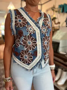 Denim Crochet Vest