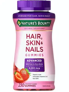 Hair, Skin & Nails Gummies – "Glow naturally with Nature's Bounty Advanced Hair, Skin & Nails Gummies –  230 strawberry-flavored gems for radiant beauty!"